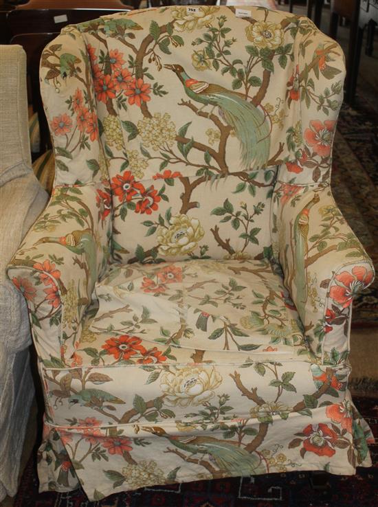 Edwardian mahogany wing armchair